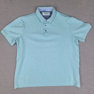 English Laundry Polo Shirt Mens Medium Blue Teal Short Sleeve‎ Soft Fabric